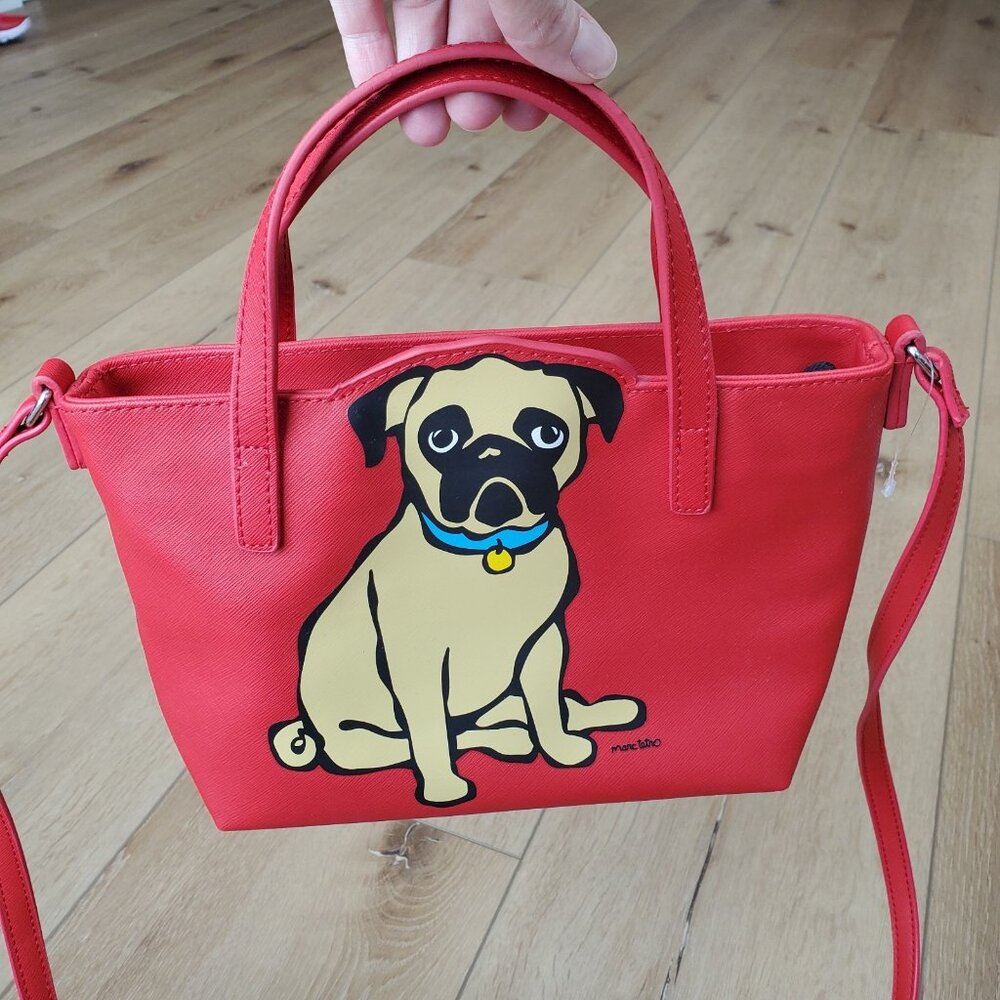 Marc Tetro Red Pug Dog Small Tote Crossbody Bag P… - image 3